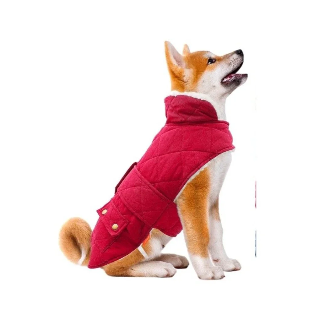 Dog Winter Coat, Dog Winter Jacket with Faux Fur Hood, Warm Dog Coat with
